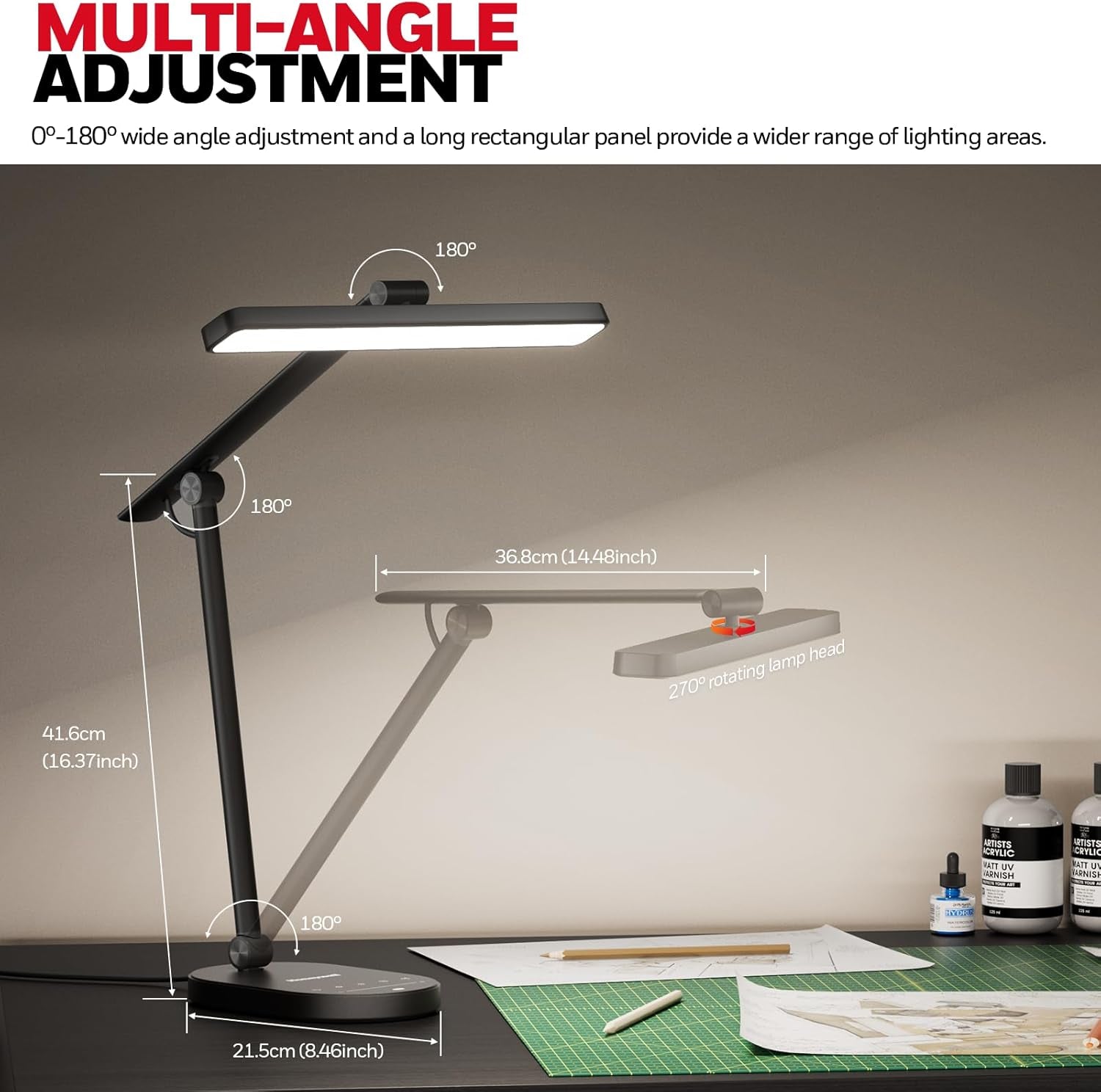 Desk Lamp for Home Office, H4 Sunturalux™ Eye-Caring LED Desk Light, 700LM Dimmable Desk Lamp with Timer, Adjustable Desk Reading Light, Touch Auto Dimming Table Lamp for Study, Bedroom