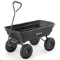 Poly Garden Dump Cart, 4 Cu Ft Tub, 600 Lb Haul Capacity, Black – Heavy-Duty Utility Wagon with Quick-Release Dumping & Pneumatic Tires for Yard, Landscaping and Gardening