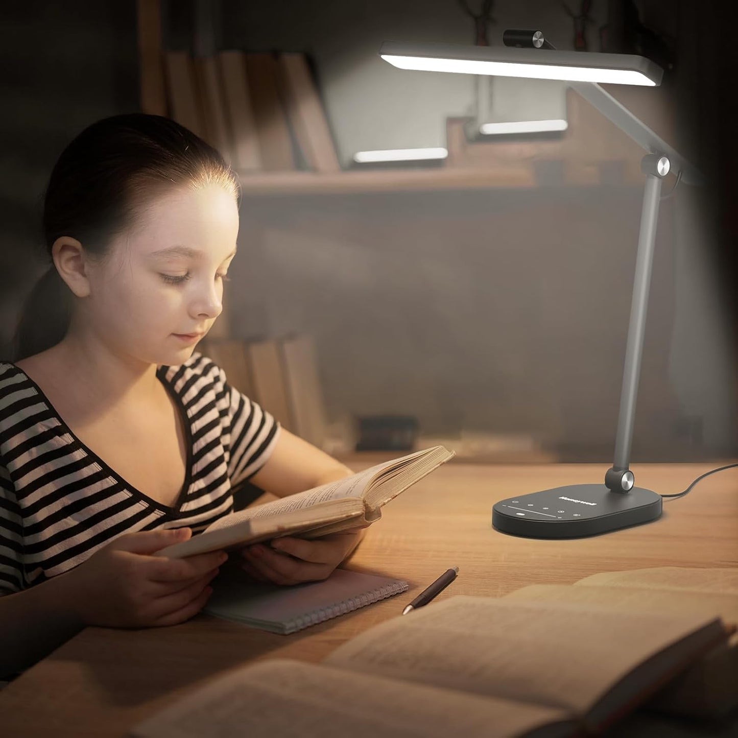 Desk Lamp for Home Office, H4 Sunturalux™ Eye-Caring LED Desk Light, 700LM Dimmable Desk Lamp with Timer, Adjustable Desk Reading Light, Touch Auto Dimming Table Lamp for Study, Bedroom