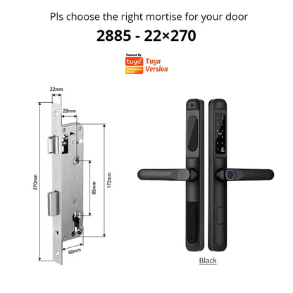 Tuya Wifi App Waterproof Smart Door Lock Aluminum Biometric Lock Fingerprint Door Handle Digital Keyless Lock for Glass Sliding