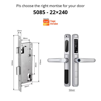 Tuya Wifi App Waterproof Smart Door Lock Aluminum Biometric Lock Fingerprint Door Handle Digital Keyless Lock for Glass Sliding