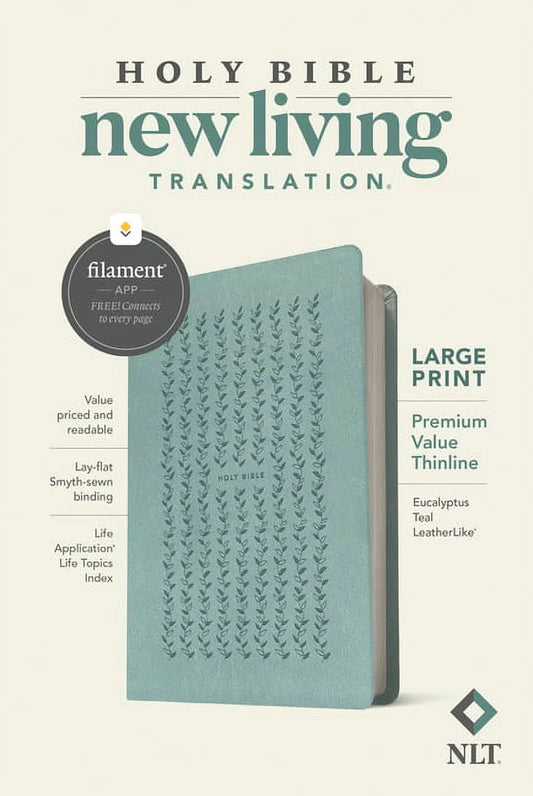 NLT Large Print Premium Value Thinline Bible, Filament Enabled (Leatherlike, Eucalyptus Teal), (Hardcover)