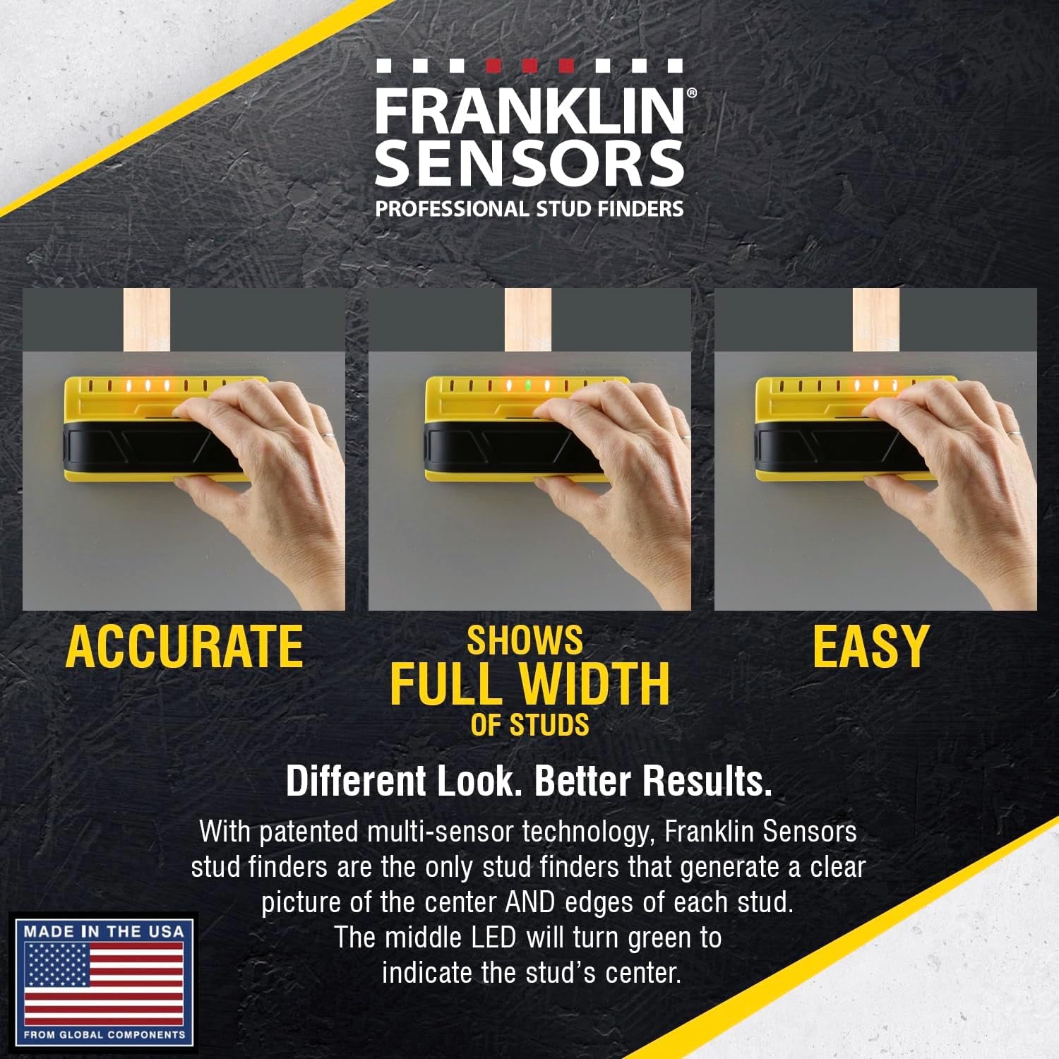 Prosensor M90 Stud Finder with 9-Sensors, Wood & Metal Stud Detector/Wall Scanner, Made in the USA