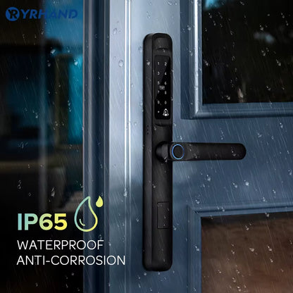 Tuya Wifi App Waterproof Smart Door Lock Aluminum Biometric Lock Fingerprint Door Handle Digital Keyless Lock for Glass Sliding