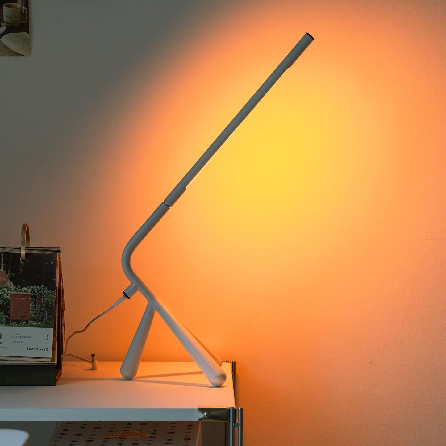 LED Creative Desk Lamp with USB Tybe-C Stepless Dimmable Eye Caring Desk Light for Home Office Bedroom Bedside College Dorm, Reading Lamp,Decorative Gift Table Lamp Red Orange