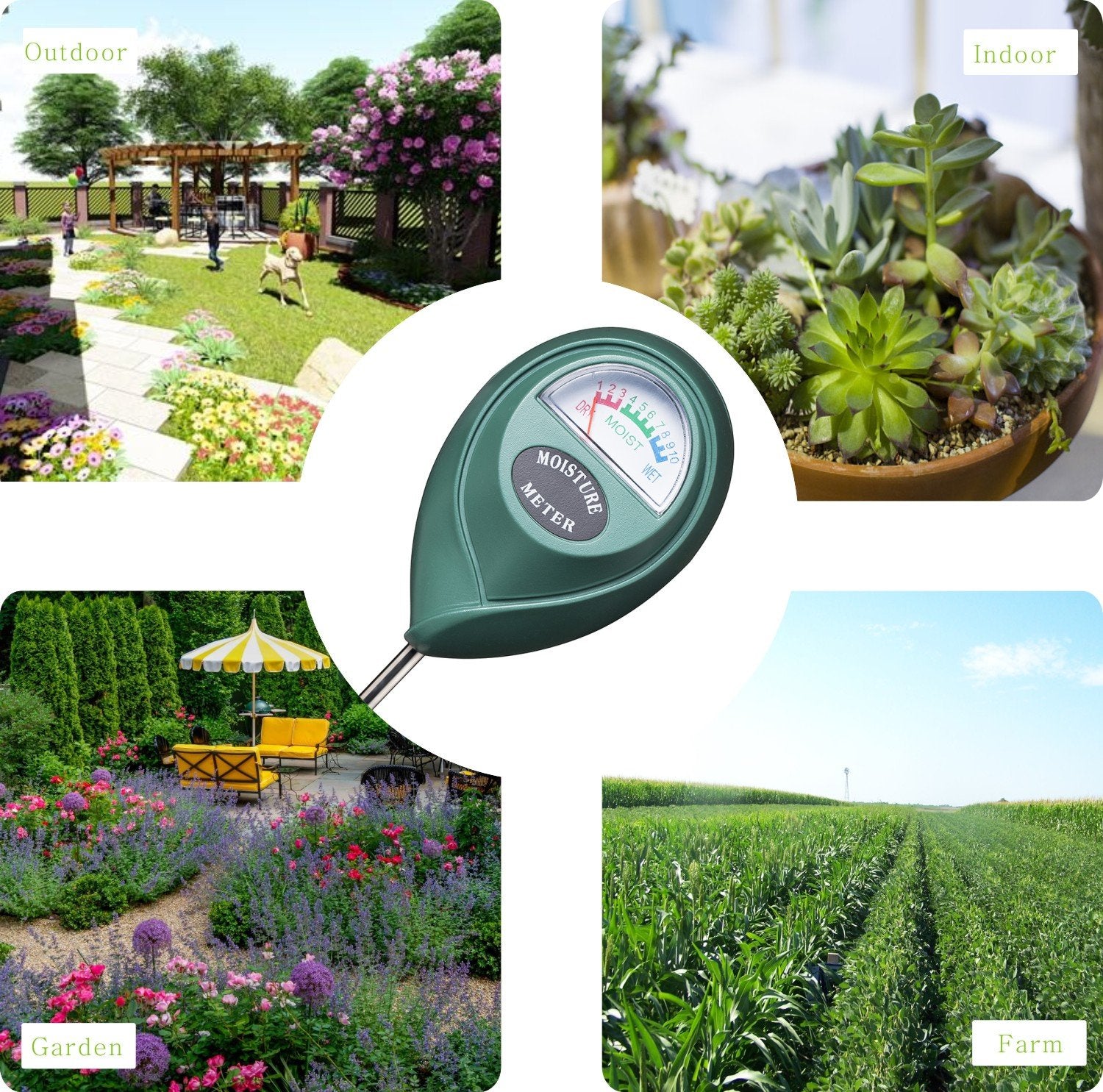 Soil Moisture Sensor Meter Water Monitor, Hygrometer for Gardening, Farming,Plants, No Batteries Required, 2 Pack