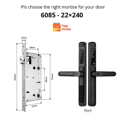 Tuya Wifi App Waterproof Smart Door Lock Aluminum Biometric Lock Fingerprint Door Handle Digital Keyless Lock for Glass Sliding