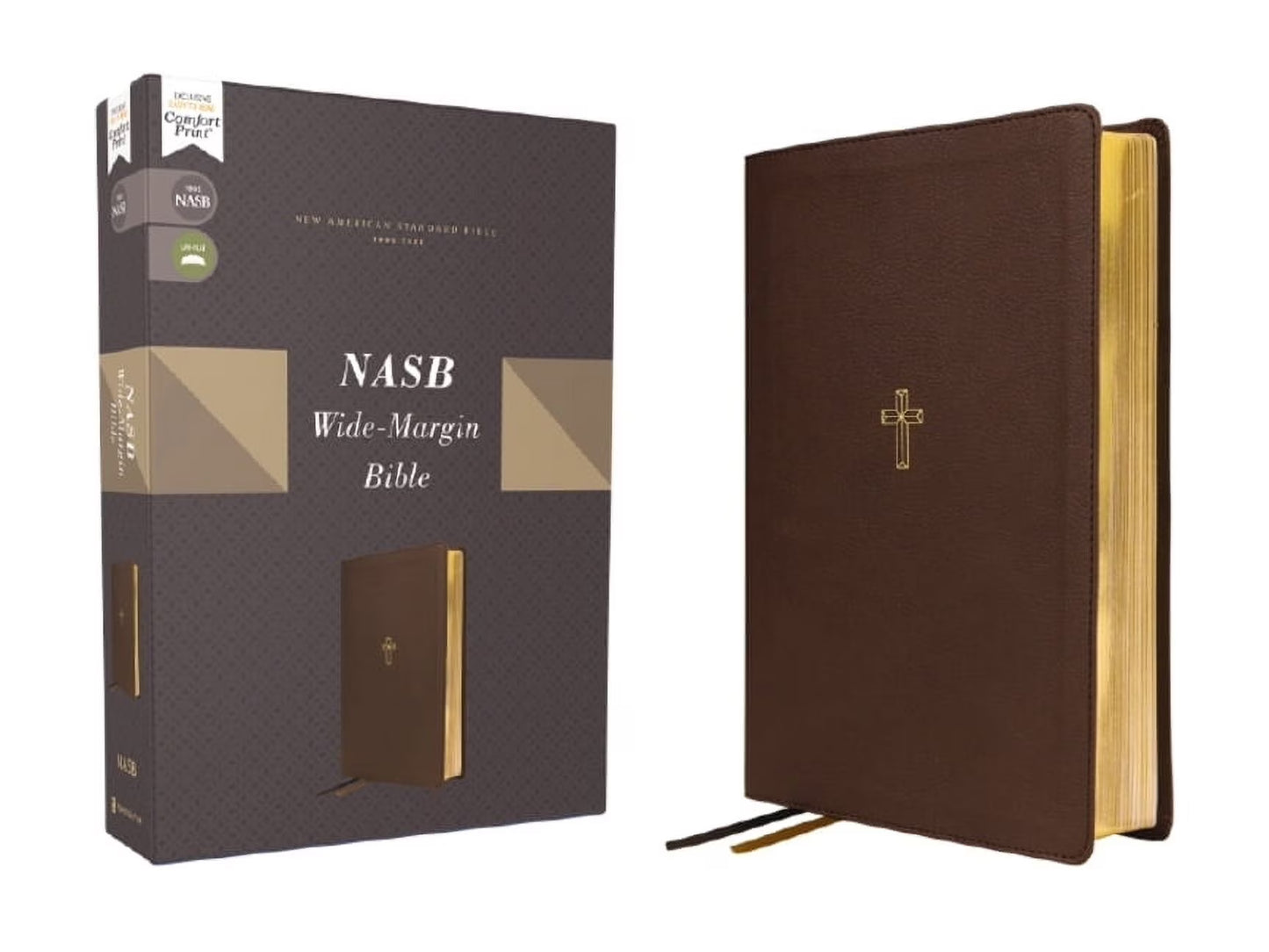 Nasb, Wide Margin Bible, Leathersoft, Brown, Red Letter, 1995 Text, Comfort Print, (Hardcover)