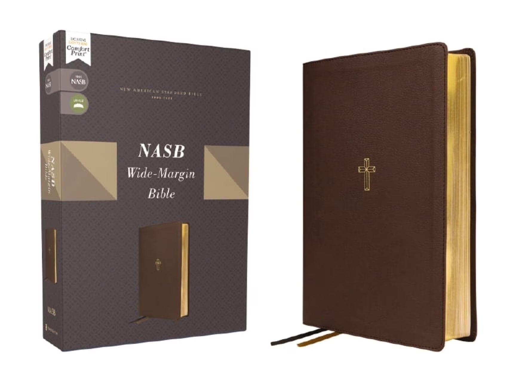 Nasb, Wide Margin Bible, Leathersoft, Brown, Red Letter, 1995 Text, Comfort Print, (Hardcover)