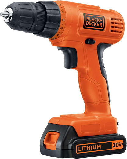BLACK+DECKER 20V MAX POWERCONNECT Power Drill Cordless Drill Driver Electric Screwdriver with 30 Piece Bit Set, Battery and Charger Included (LD120VA)