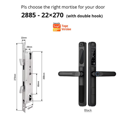 Tuya Wifi App Waterproof Smart Door Lock Aluminum Biometric Lock Fingerprint Door Handle Digital Keyless Lock for Glass Sliding