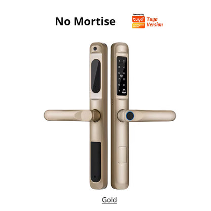 Tuya Wifi App Waterproof Smart Door Lock Aluminum Biometric Lock Fingerprint Door Handle Digital Keyless Lock for Glass Sliding
