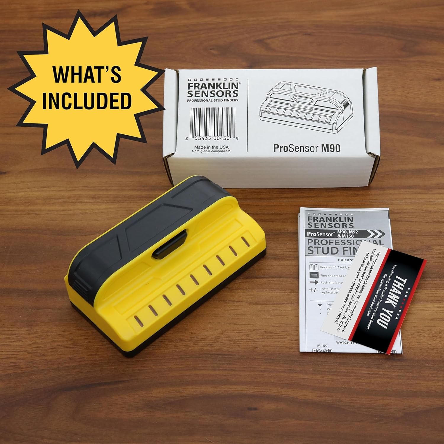 Prosensor M90 Stud Finder with 9-Sensors, Wood & Metal Stud Detector/Wall Scanner, Made in the USA