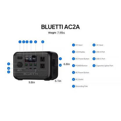300-Watt Continuous/600W Peak Output Power Station AC2A Push Button Start Lifepo4 Battery Solar Generator for Outdoor