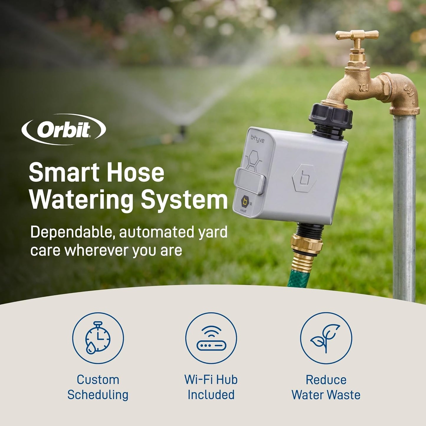 B-Hyve Smart Hose Watering Timer with Wi-Fi Hub - One Outlet Timer for Lawn & Garden - App Controlled Wi-Fi System - Adjustable Watering Schedule - 21004