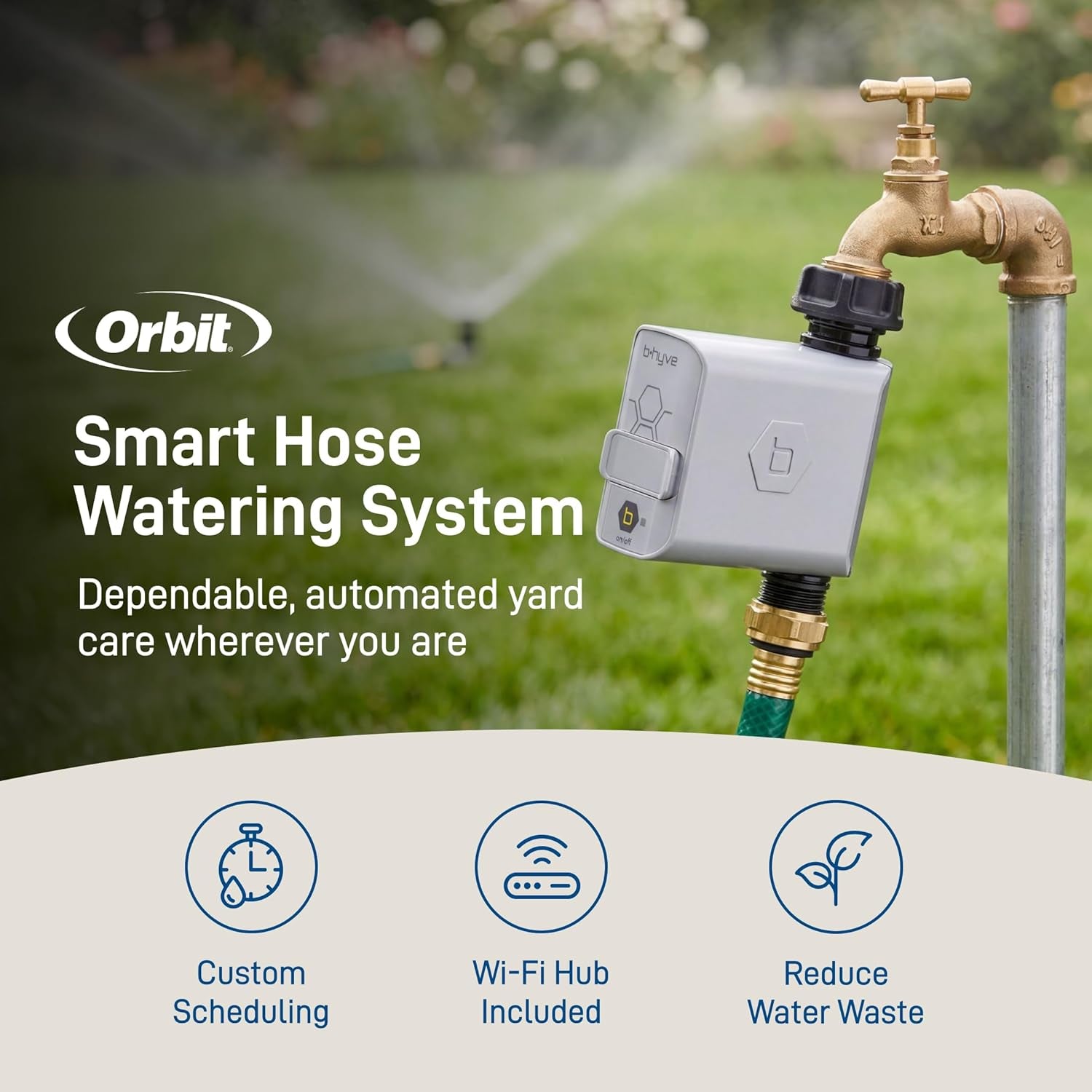 B-Hyve Smart Hose Watering Timer with Wi-Fi Hub - One Outlet Timer for Lawn & Garden - App Controlled Wi-Fi System - Adjustable Watering Schedule - 21004