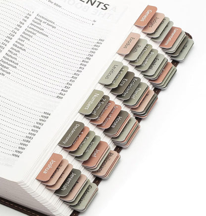 - Bible Tabs, 75 Tabs, Green Terracotta, Vintage, Laminated Bible Tabs for Women and Men