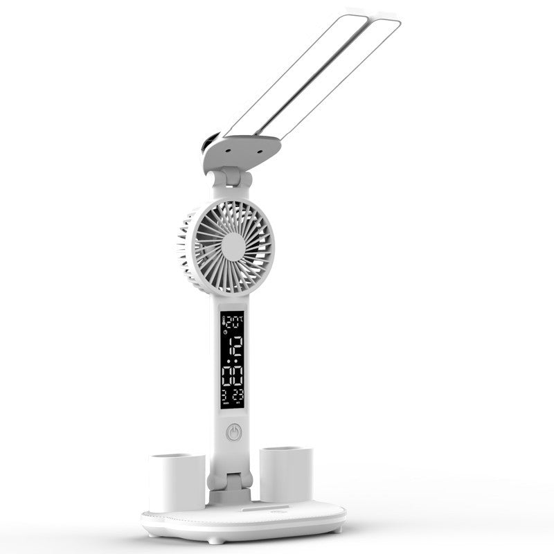 Foldable LED Table Light Eye Protection Multifunction Desk Lamp with Thermometer Calendar Fan Pen Holder Study Reading Fan Light