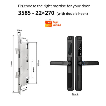 Tuya Wifi App Waterproof Smart Door Lock Aluminum Biometric Lock Fingerprint Door Handle Digital Keyless Lock for Glass Sliding