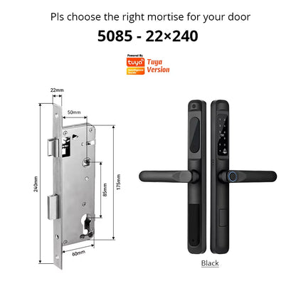 Tuya Wifi App Waterproof Smart Door Lock Aluminum Biometric Lock Fingerprint Door Handle Digital Keyless Lock for Glass Sliding