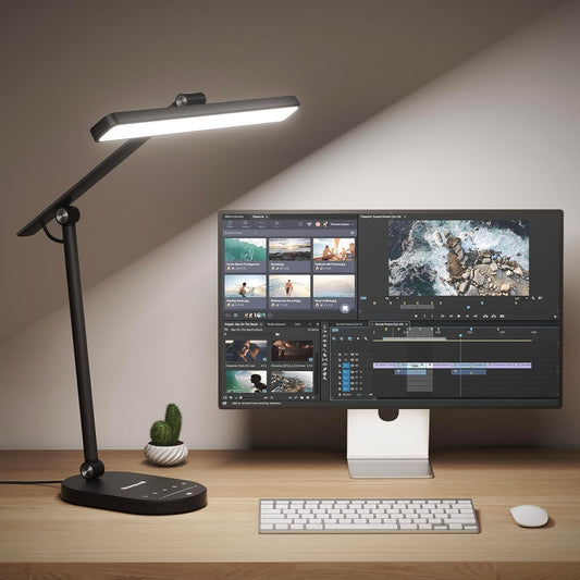 Desk Lamp for Home Office, H4 Sunturalux™ Eye-Caring LED Desk Light, 700LM Dimmable Desk Lamp with Timer, Adjustable Desk Reading Light, Touch Auto Dimming Table Lamp for Study, Bedroom