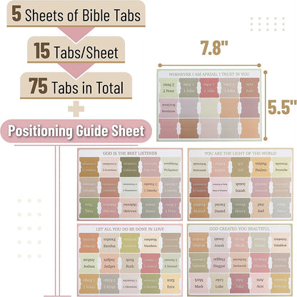 75 Pieces Bible Tabs, Laminated Bible Tabs for Women, Gold Foil Bible Tabs for Study Bible Easy to Read Apply Tab Dividers Book Index Tabs for Bible, Scripture Journaling Accessories, Bible