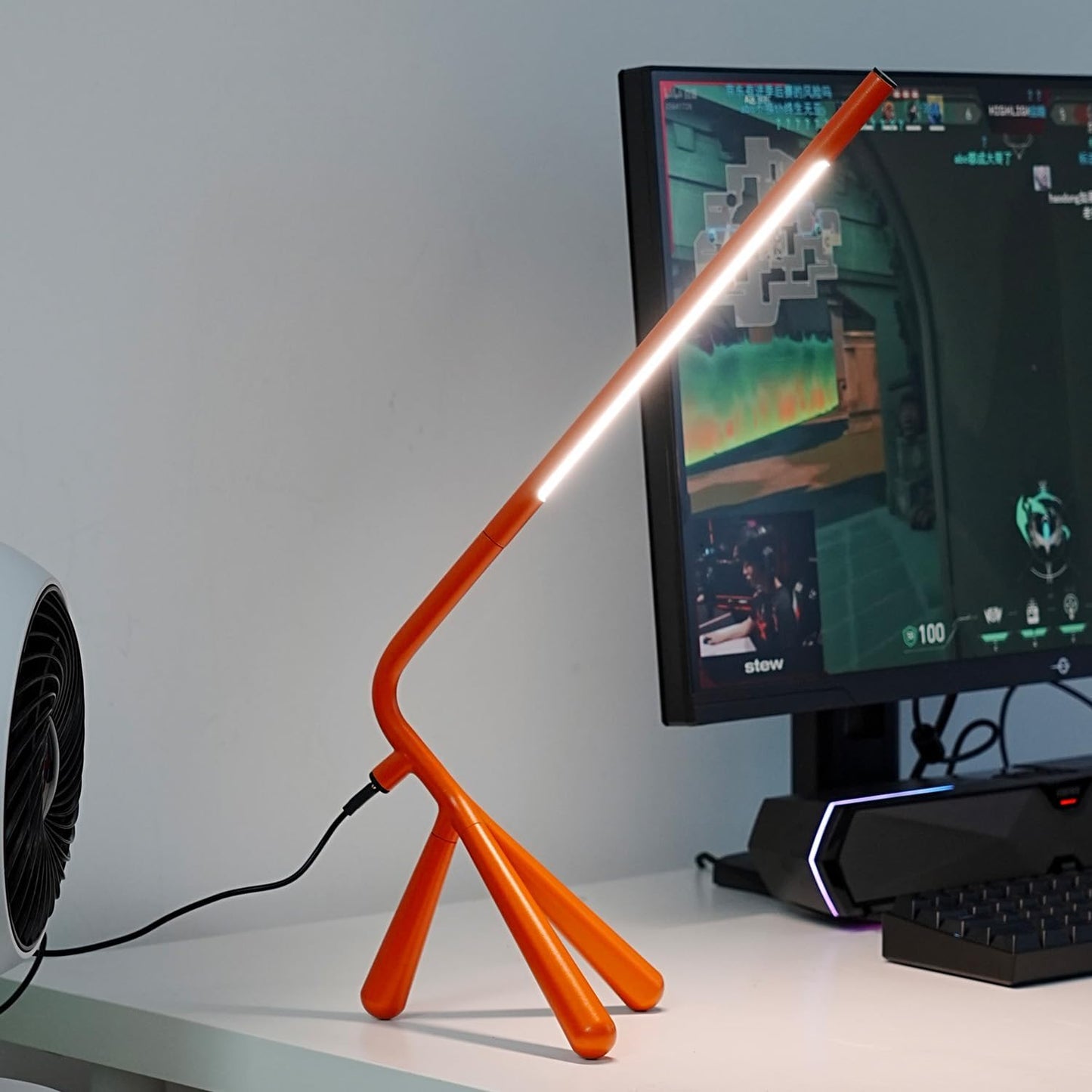 LED Creative Desk Lamp with USB Tybe-C Stepless Dimmable Eye Caring Desk Light for Home Office Bedroom Bedside College Dorm, Reading Lamp,Decorative Gift Table Lamp Red Orange