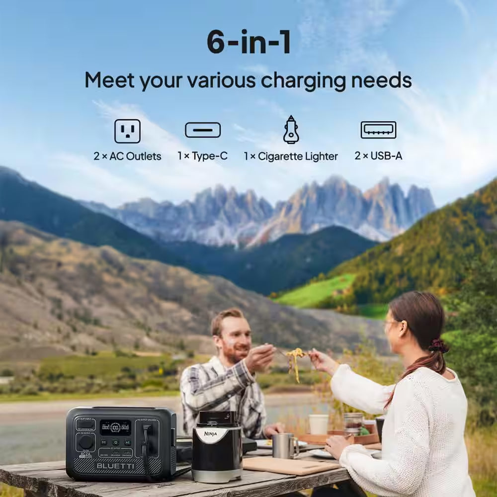 300-Watt Continuous/600W Peak Output Power Station AC2A Push Button Start Lifepo4 Battery Solar Generator for Outdoor