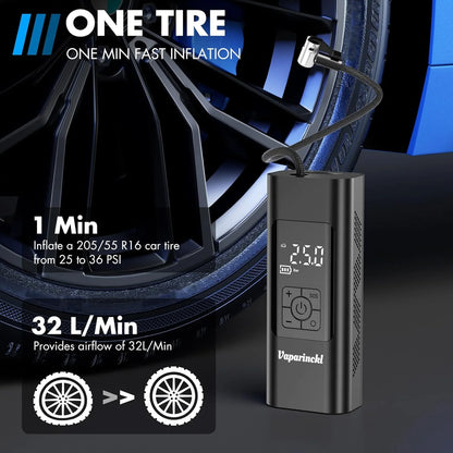 Tire Inflator Portable Air Compressor, 150Psi Cordless Air Pump for Car Tires, Digital Pressure Gauge, Automatic Shutoff