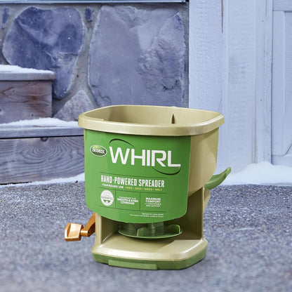 Scotts Whirl Hand-Powered Spreader for Grass Seed, Fertilizer, Salt, Ice Melt, Handheld Spreader Holds up to 1,500 Sq. Ft. Product