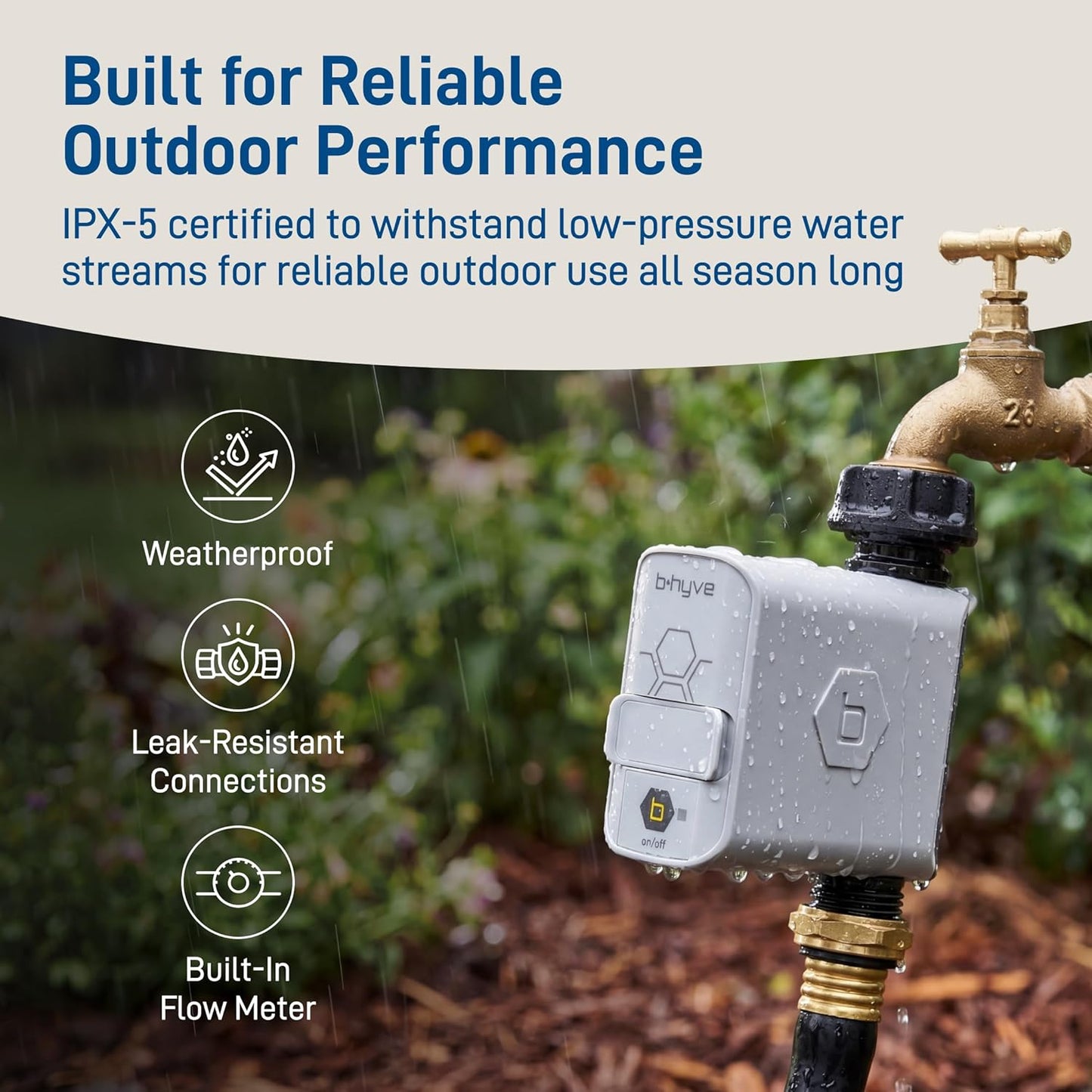 B-Hyve Smart Hose Watering Timer with Wi-Fi Hub - One Outlet Timer for Lawn & Garden - App Controlled Wi-Fi System - Adjustable Watering Schedule - 21004