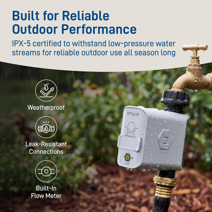 B-Hyve Smart Hose Watering Timer with Wi-Fi Hub - One Outlet Timer for Lawn & Garden - App Controlled Wi-Fi System - Adjustable Watering Schedule - 21004