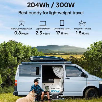 300-Watt Continuous/600W Peak Output Power Station AC2A Push Button Start Lifepo4 Battery Solar Generator for Outdoor