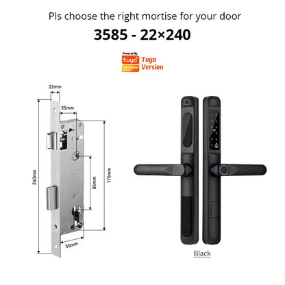Tuya Wifi App Waterproof Smart Door Lock Aluminum Biometric Lock Fingerprint Door Handle Digital Keyless Lock for Glass Sliding