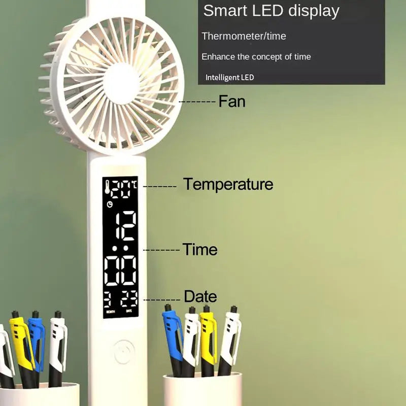 Foldable LED Table Light Eye Protection Multifunction Desk Lamp with Thermometer Calendar Fan Pen Holder Study Reading Fan Light