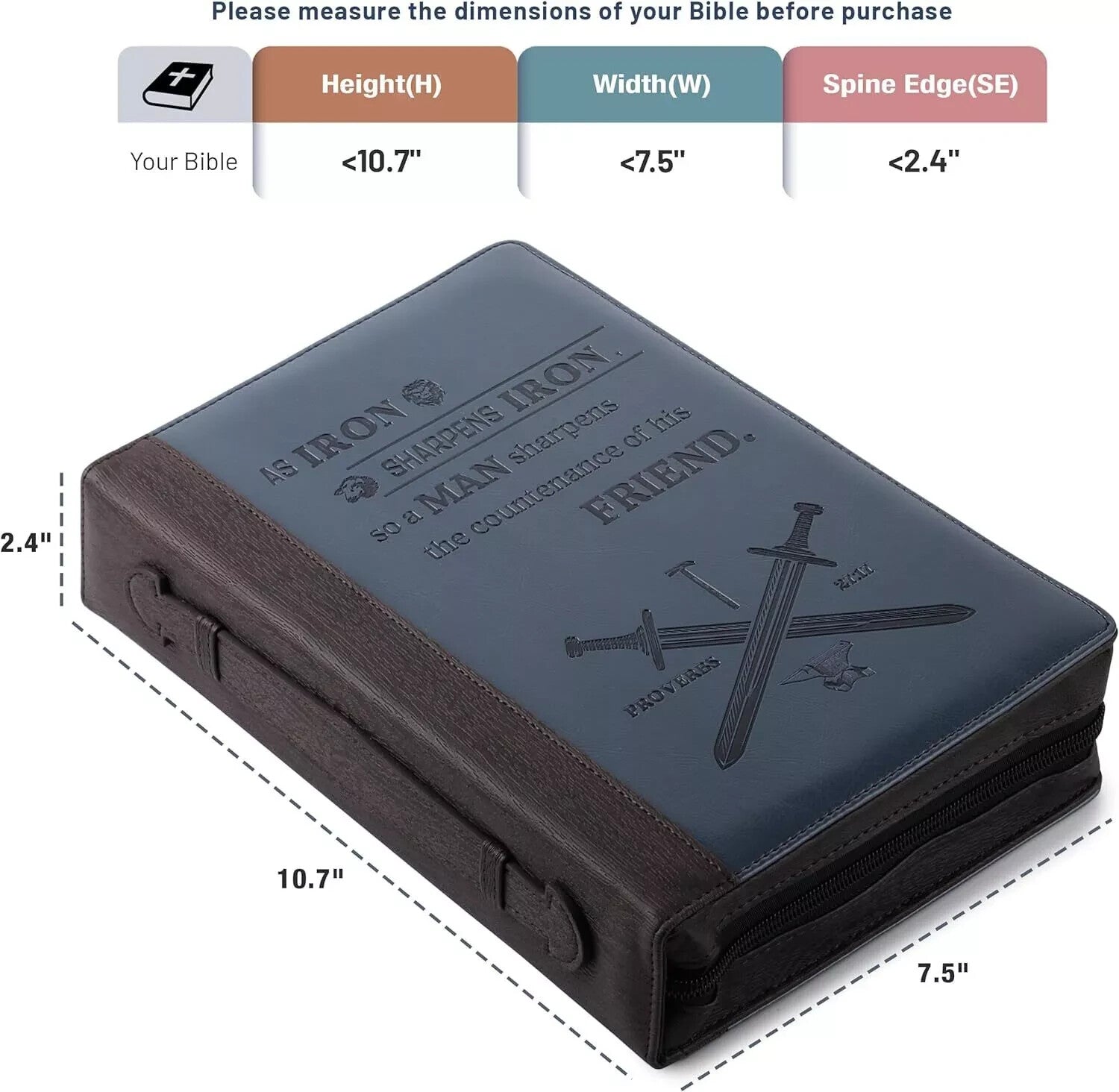 - Fundas Biblicas Para Hombres, 10,7" X 7,5" X 2,4, Estuche Para La Biblia P...