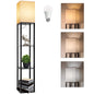 63" Shelf Floor Lamps with Shelves for Living Room Bedroom Office  Wood Modern Standing Lamps Black