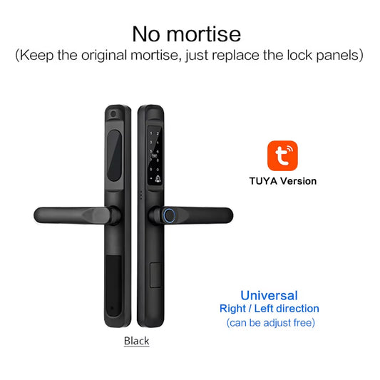Tuya Wifi App Waterproof Smart Door Lock Aluminum Biometric Lock Fingerprint Door Handle Digital Keyless Lock for Glass Sliding