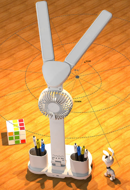 Foldable LED Table Light Eye Protection Multifunction Desk Lamp with Thermometer Calendar Fan Pen Holder Study Reading Fan Light