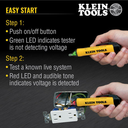 NCVT1P Voltage Tester, Non-Contact Low Voltage Tester Pen, 50V to 1000V AC, Audible and Flashing LED Alarms, Pocket Clip