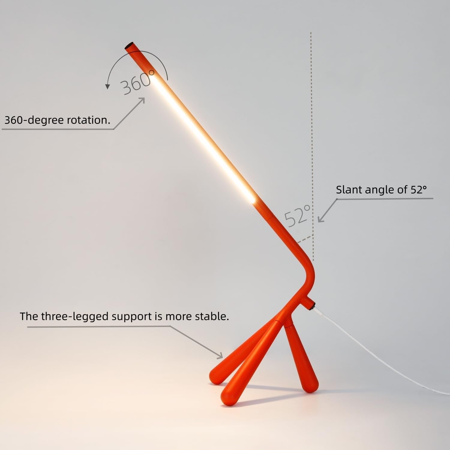 LED Creative Desk Lamp with USB Tybe-C Stepless Dimmable Eye Caring Desk Light for Home Office Bedroom Bedside College Dorm, Reading Lamp,Decorative Gift Table Lamp Red Orange