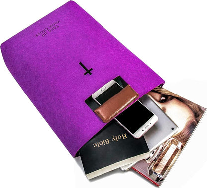 Yasirona  Bible Bag, Bible Carrying Case, Felt Bible Tote, Church Bag, Hollowed Cross Design Bible Covers, Bible Bag for Women Men Bible Study Case, Christian Gift-With Strap Ring