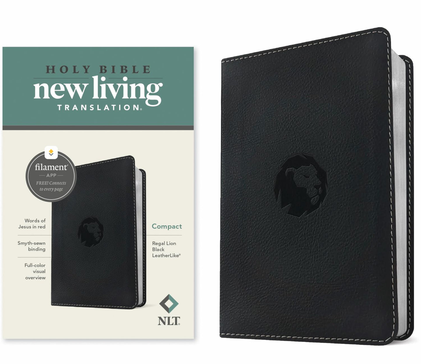 NLT Compact Bible, Filament Enabled (Leatherlike, Regal Lion Black, Red Letter) (Hardcover)
