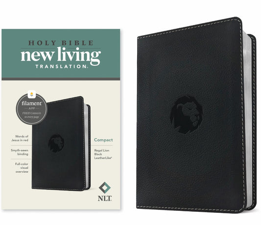 NLT Compact Bible, Filament Enabled (Leatherlike, Regal Lion Black, Red Letter) (Hardcover)