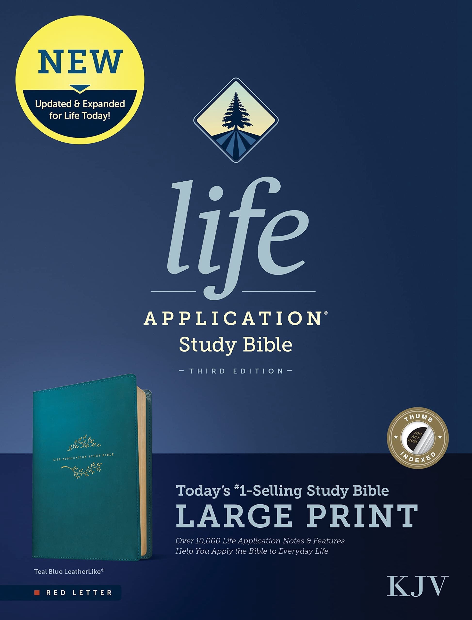 KJV Life Application Study Bible, Third Edition, Large Print (Leatherlike, Teal Blue, Indexed, Red Letter) (Hardcover)