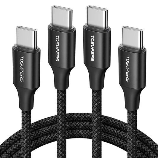 3.3Ft, 2-Pack USB C to USB C Cable Fast Charging 60W, PD Type C Charger Cord Nylon Compatible with Galaxy S21/S21+/ S20/S20 plus Ultra 5G, Note 20/20 Ultra 5G, S20 FE, Pad Air 4, Pixel