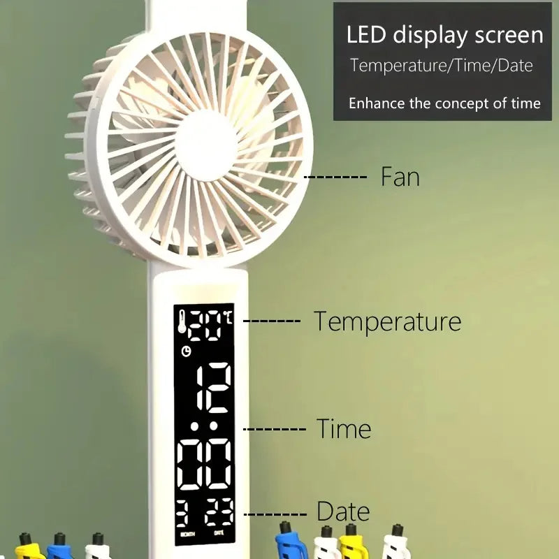 Foldable LED Table Light Eye Protection Multifunction Desk Lamp with Thermometer Calendar Fan Pen Holder Study Reading Fan Light